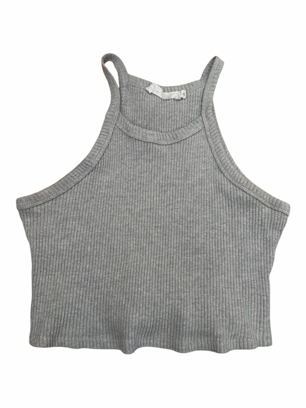 All In Favor Grey Crop Rib Top Women Size Large